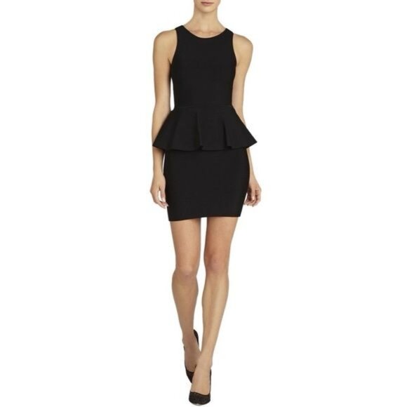 BCBGMAXAZRIA Black Francis Layered Peplum Large‎ L Ruffle - Picture 2 of 16